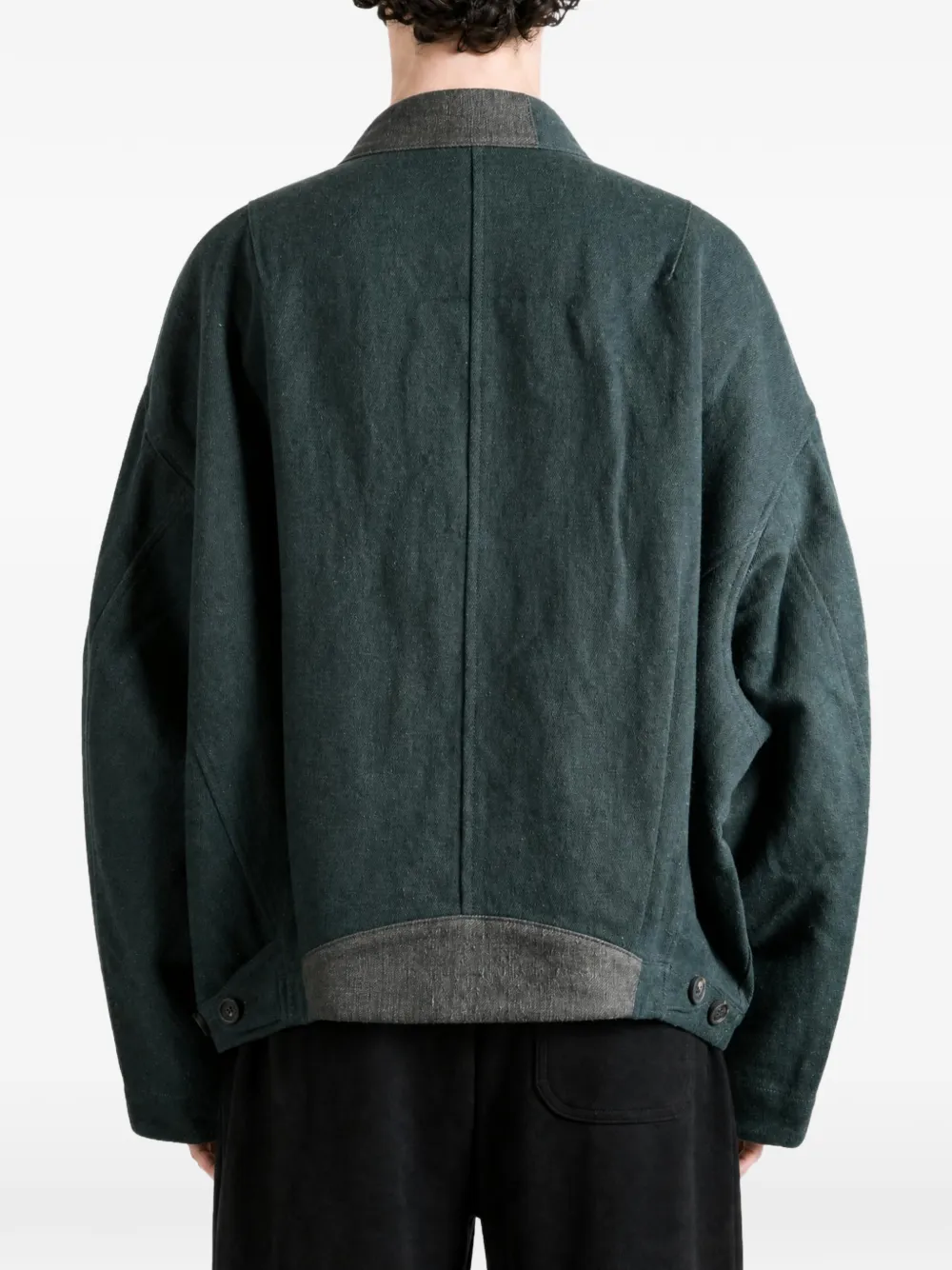 Ziggy Chen Denim jack met contrasterende afwerking en vlakken Groen