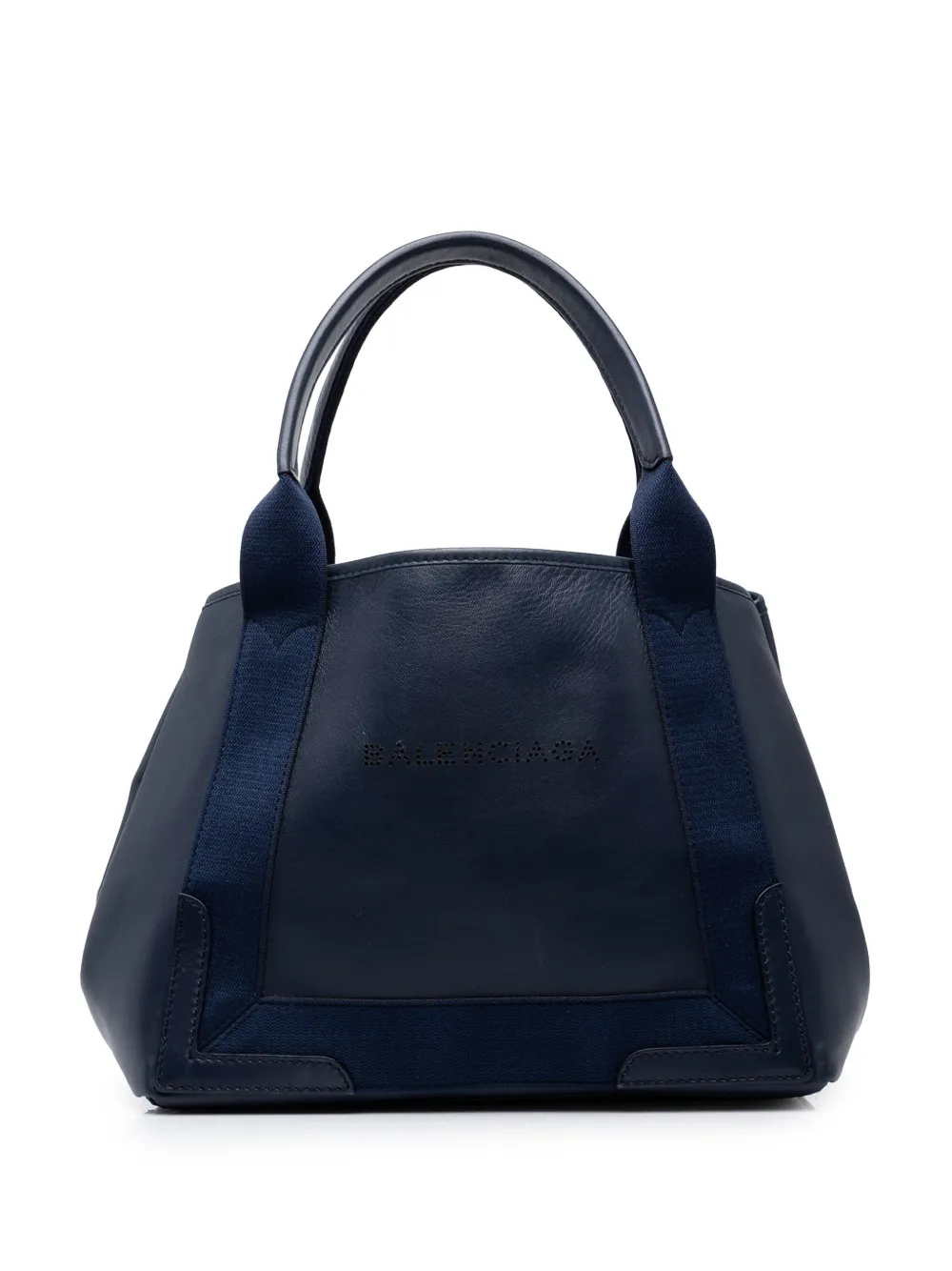 Balenciaga Pre-Owned 2016 Calfskin Perforated Navy Cabas Tote S handbag - Blau