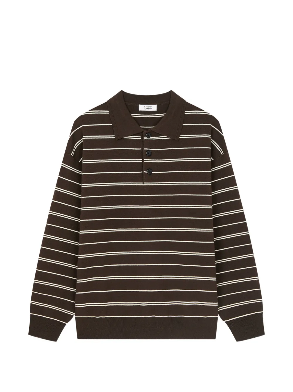 TOMBOY striped long-sleeve polo shirt - Marrone