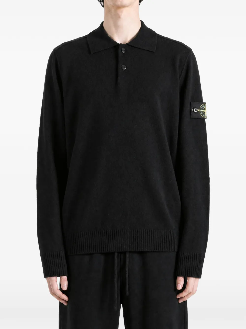 Stone Island 5100018 light RWS geelong wool jumper Zwart