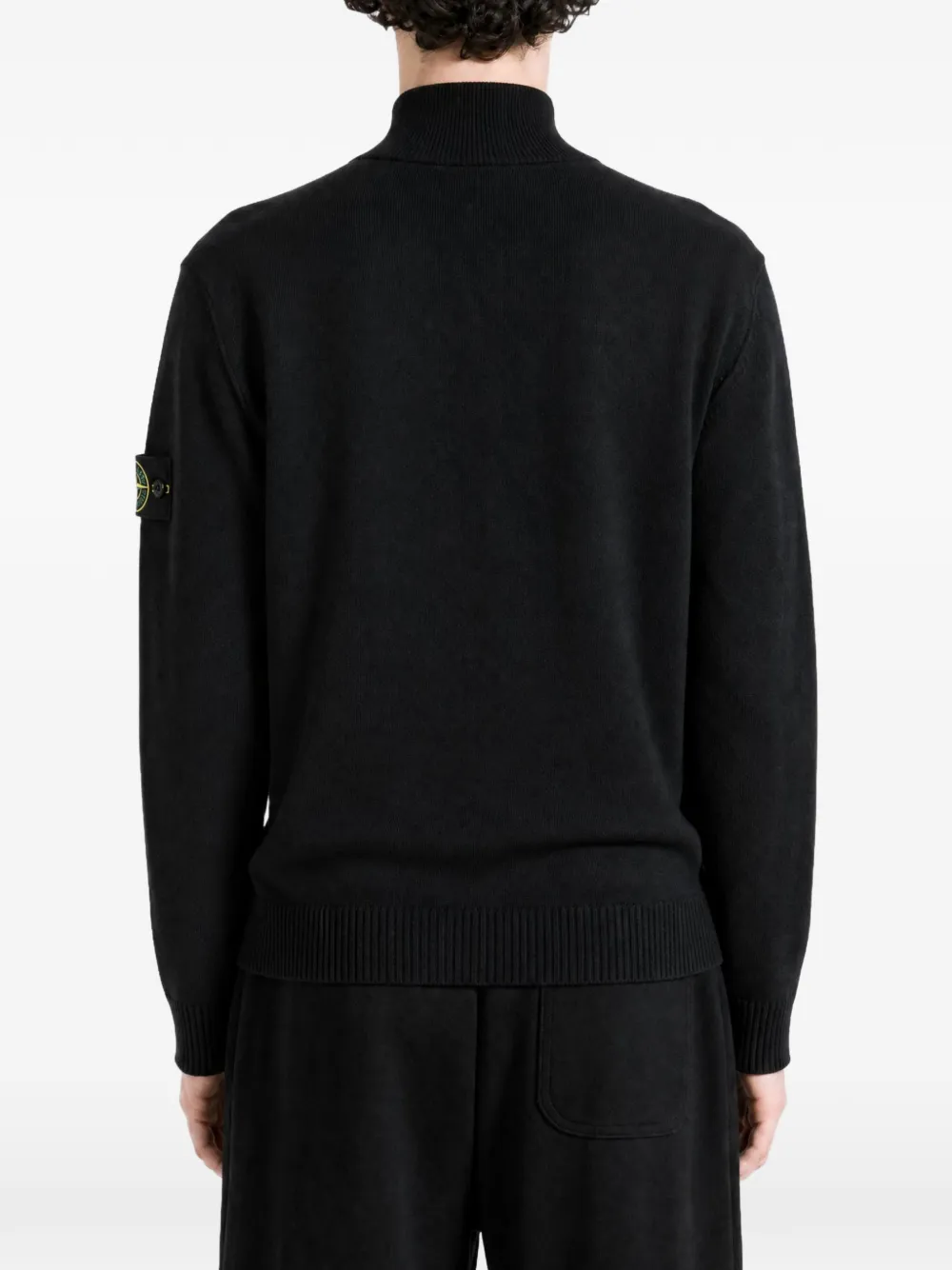 Stone Island logo-patch zip-up cardigan Zwart
