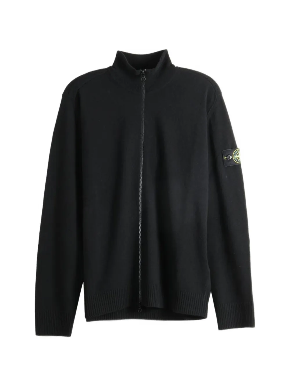 Stone Island logo-patch zip-up cardigan - Nero