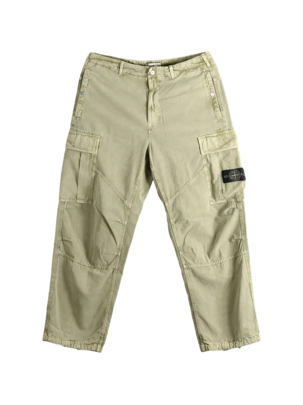 Stone Island 3100038 mineral-dyed-panama cotton loose-fit cargo pants with drawstring cuffs - Verde