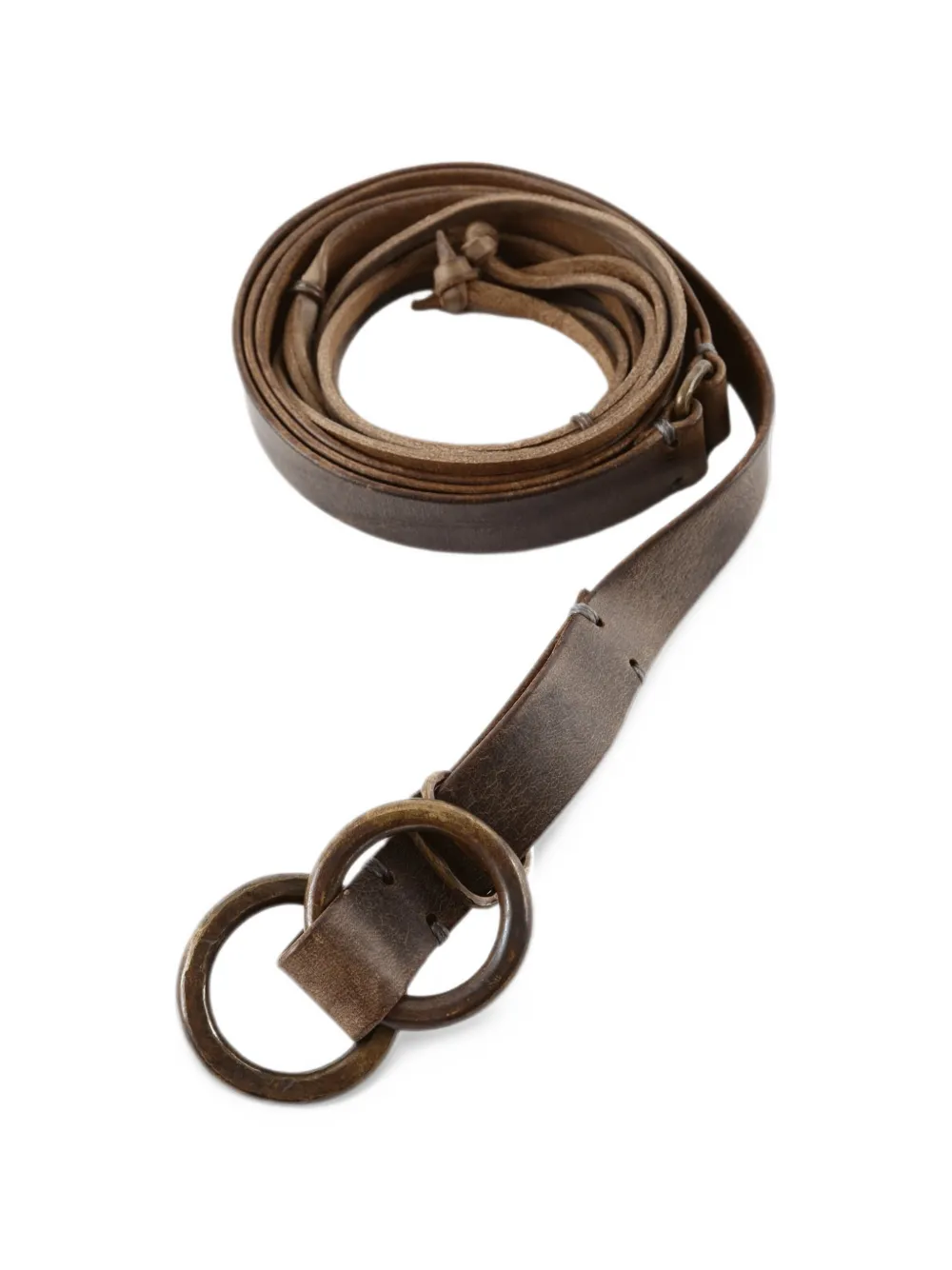 Ziggy Chen layered leather belt - Brown