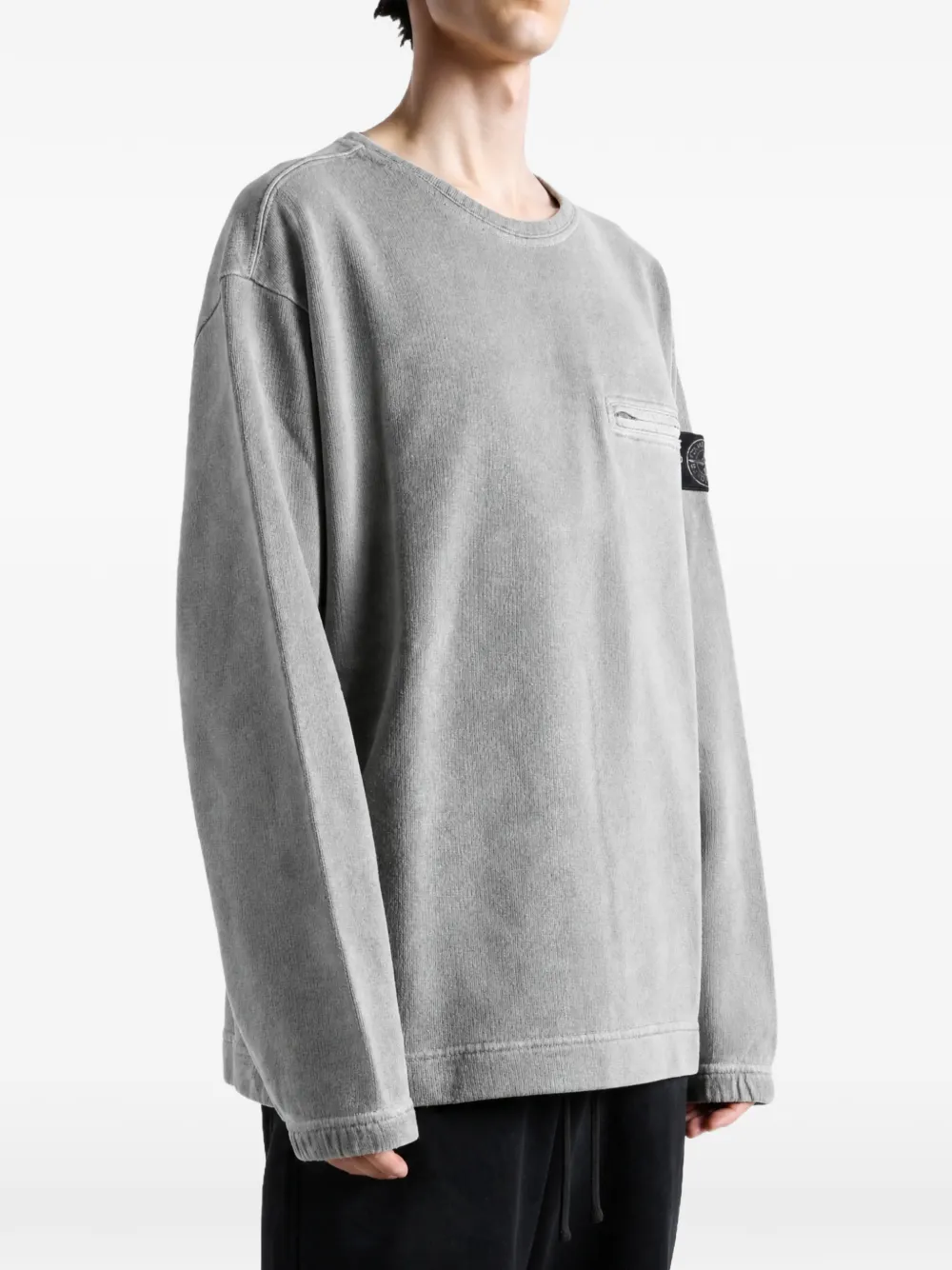 Stone Island 6100028 mineral dyed cotton fleece sweatshirt Grijs