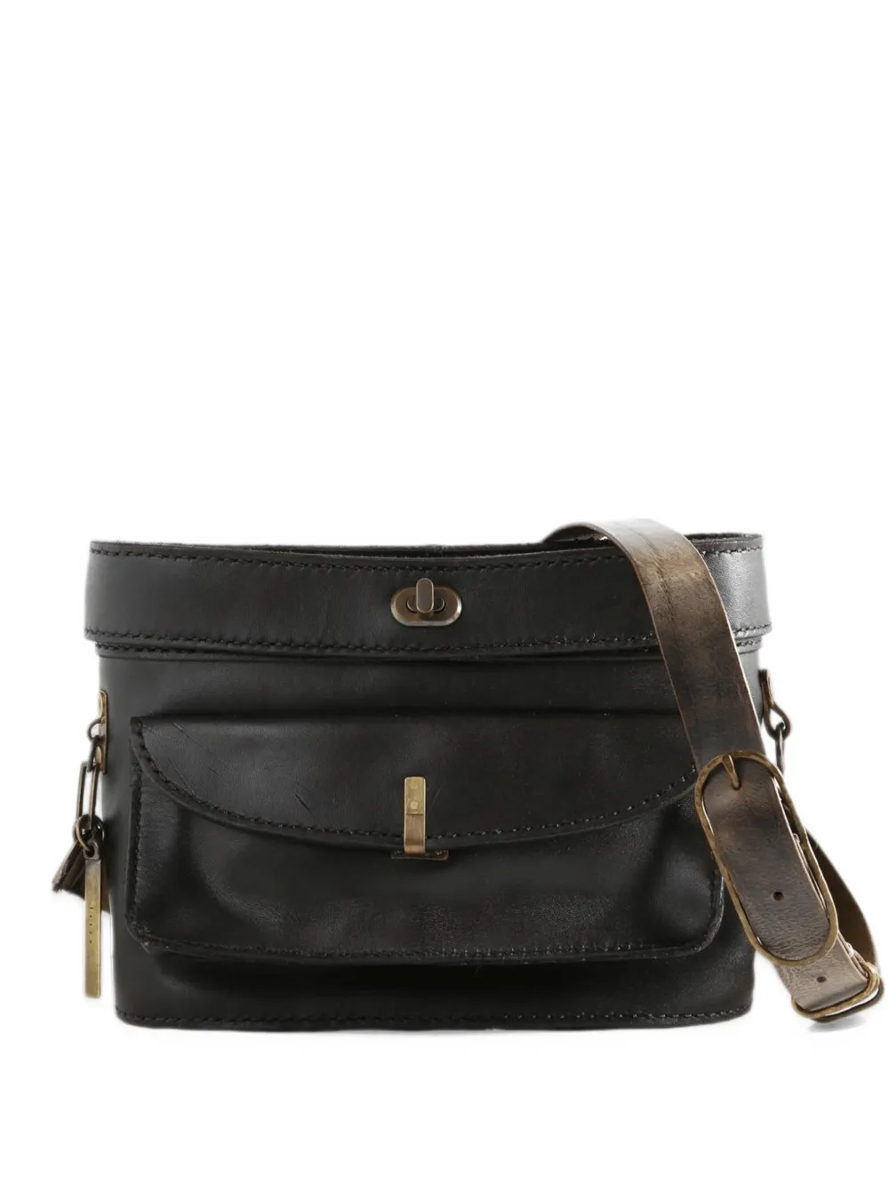 Ziggy Chen leather flap-pocket messenger bag - Nero
