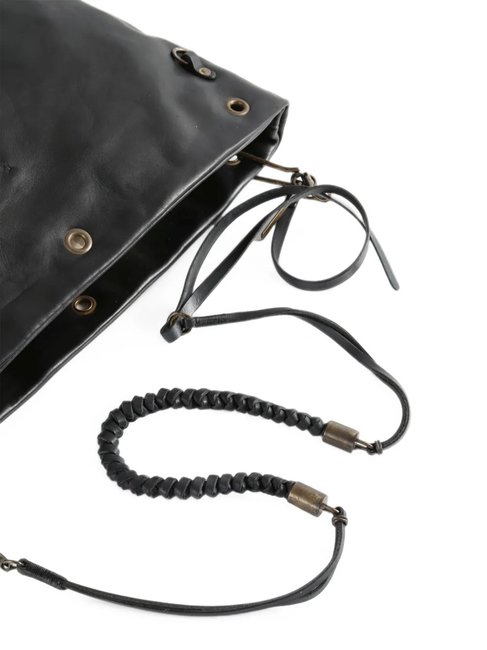 Ziggy Chen eyelet-embellished leather tote bag Zwart
