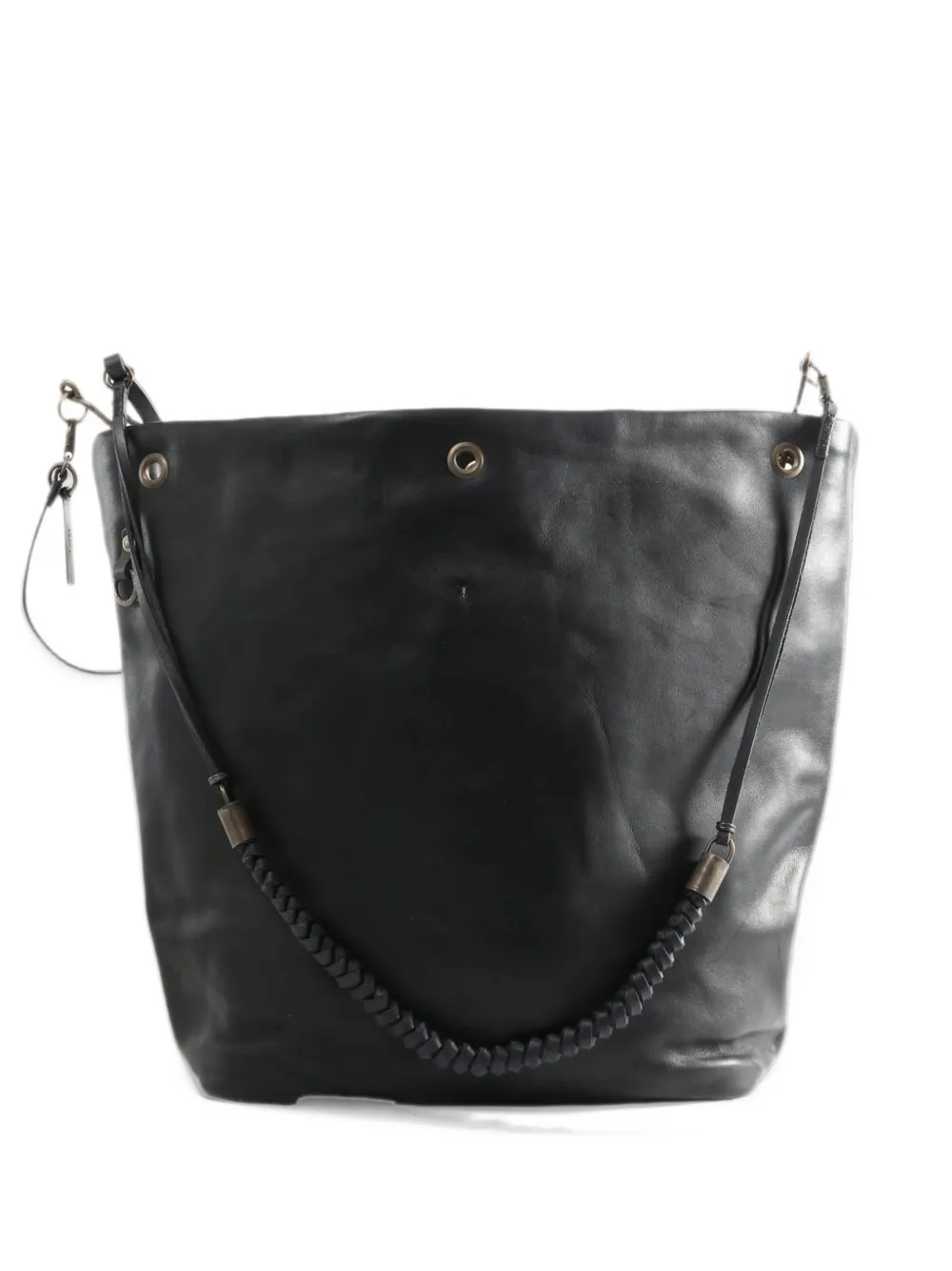 Ziggy Chen eyelet-embellished leather tote bag - Nero