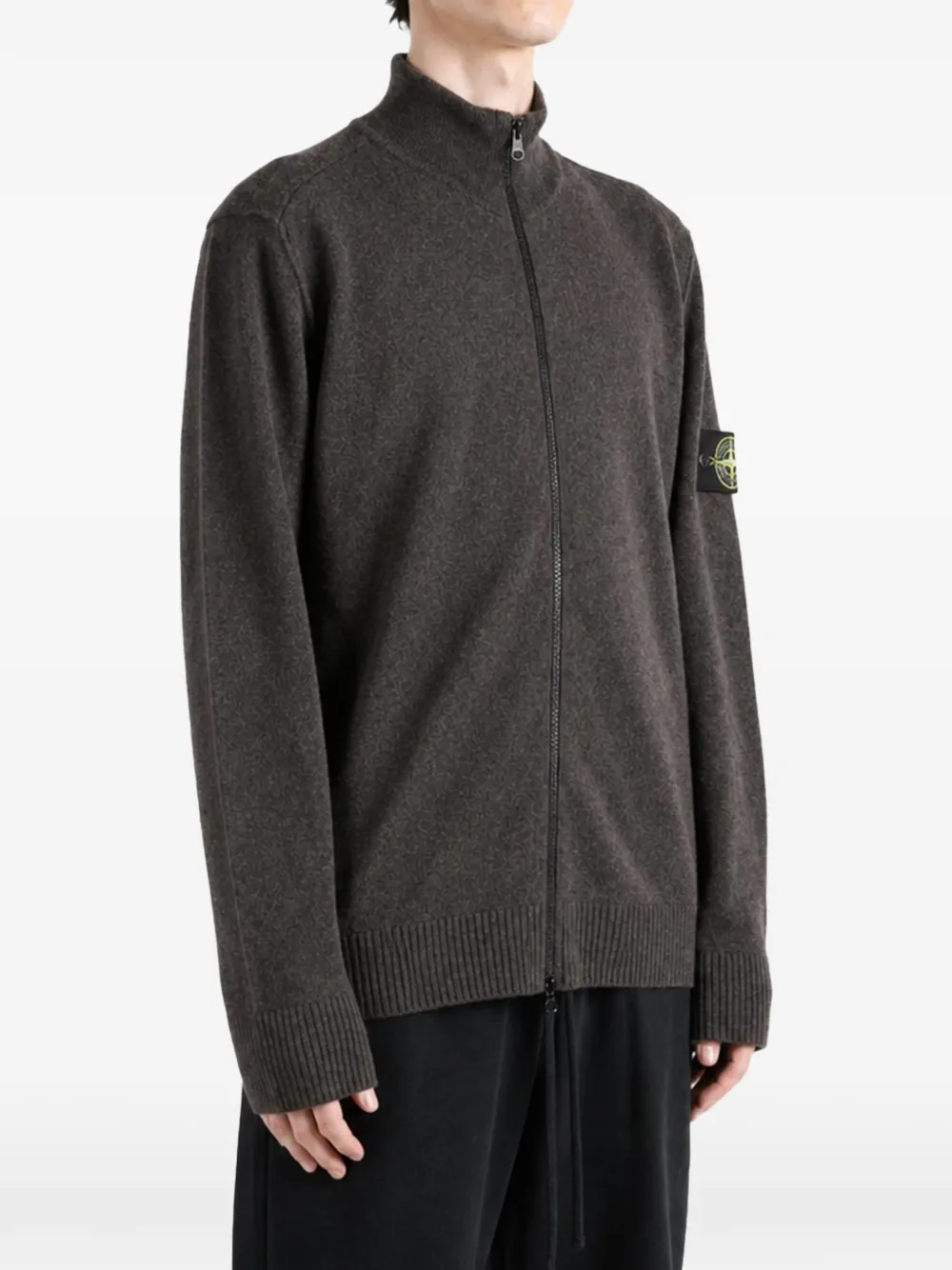 Stone Island logo-patch zip-up cardigan Bruin
