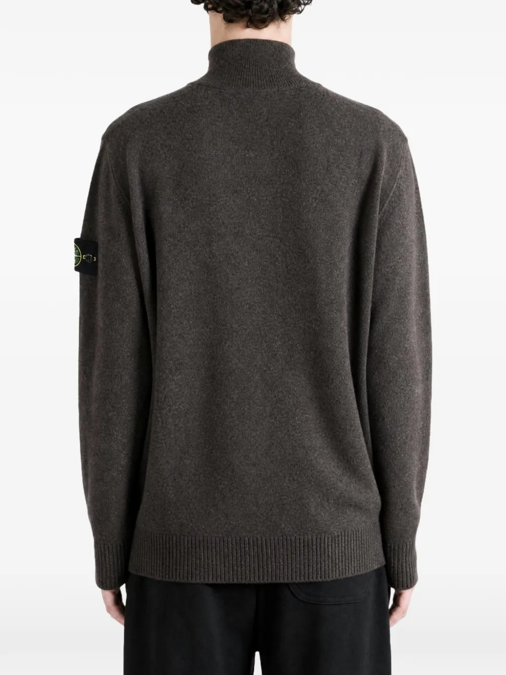 Stone Island logo-patch zip-up cardigan Bruin