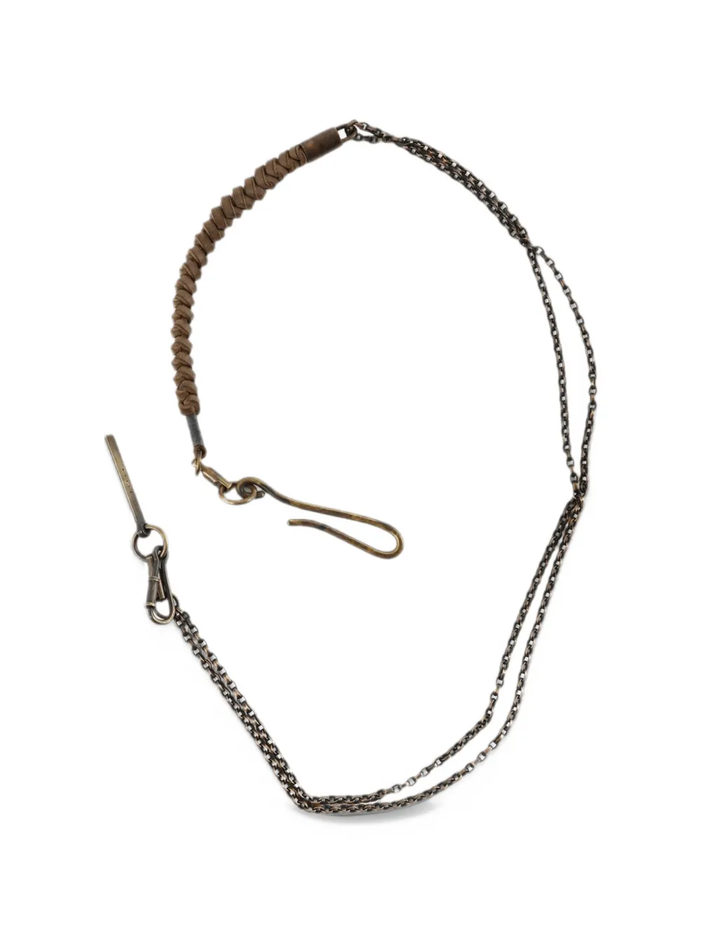 Ziggy Chen braided leather chain wallet strap - Marrone