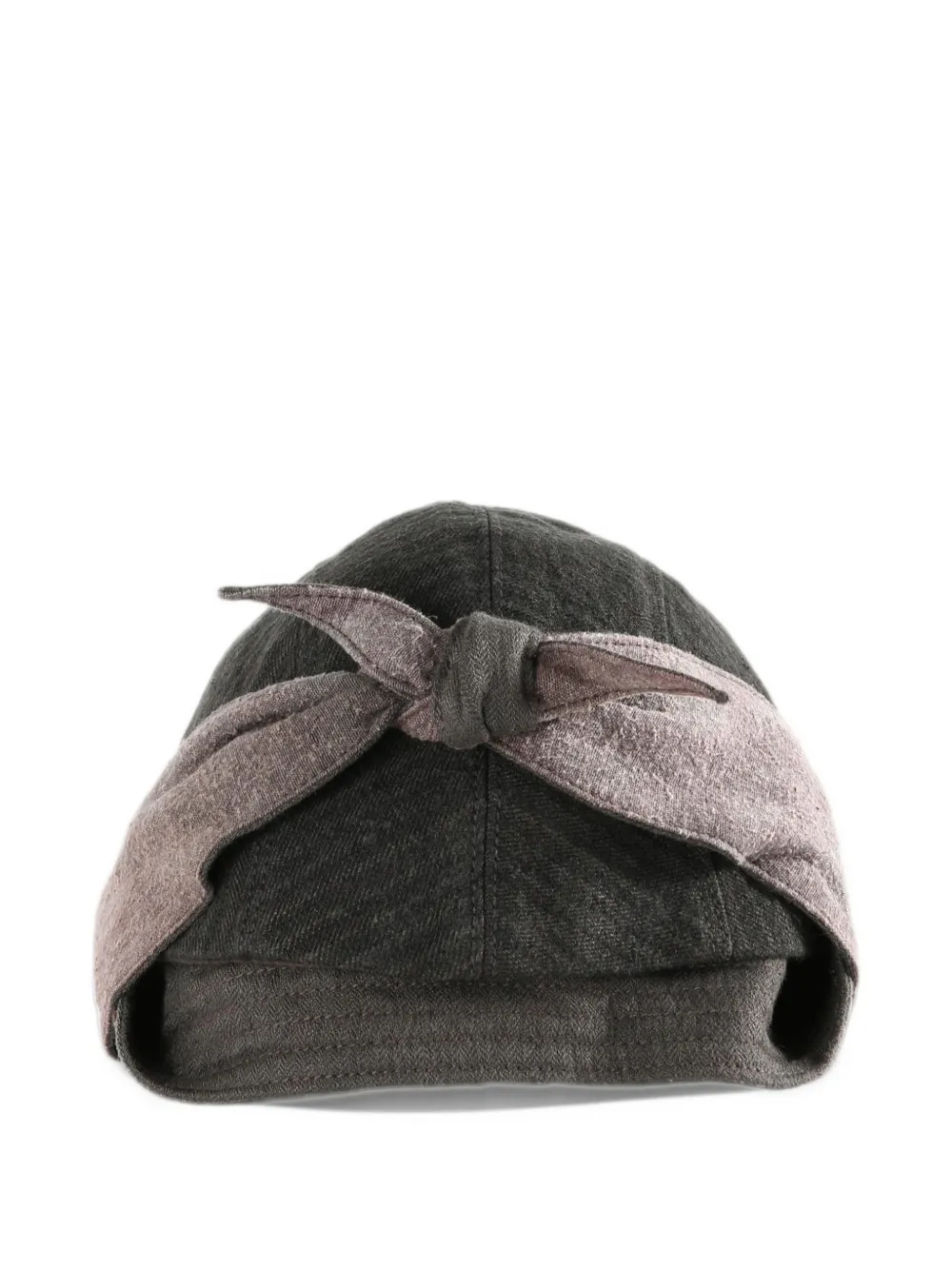 Ziggy Chen Collaged herringbone-pattern knot-detail hat - Gris Ziggy Chen Collaged herringbone-pattern knot-detail hat - Gris