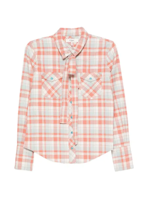Chloé check-print tie-neck shirt