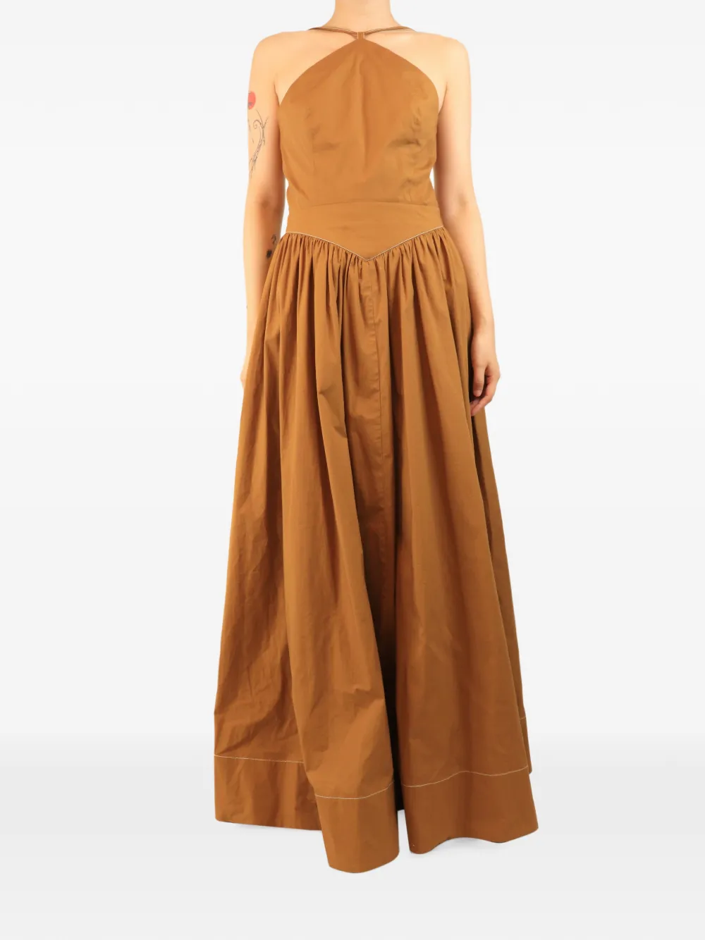 STAUD halterneck maxi dress - Marrone