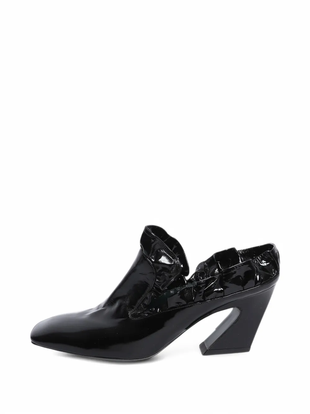 Mulberry Pre-Owned frill patent leather mules - Schwarz