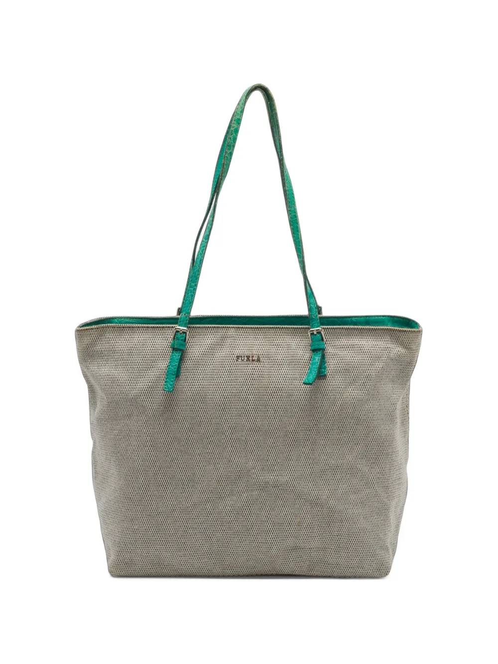Furla croc-embossed canvas tote bag - Toni neutri
