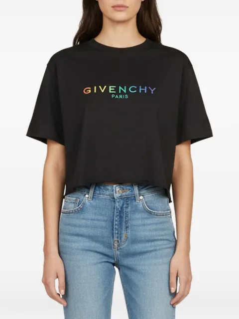 Givenchy Pre-Owned logo-embroidered cropped T-shirt