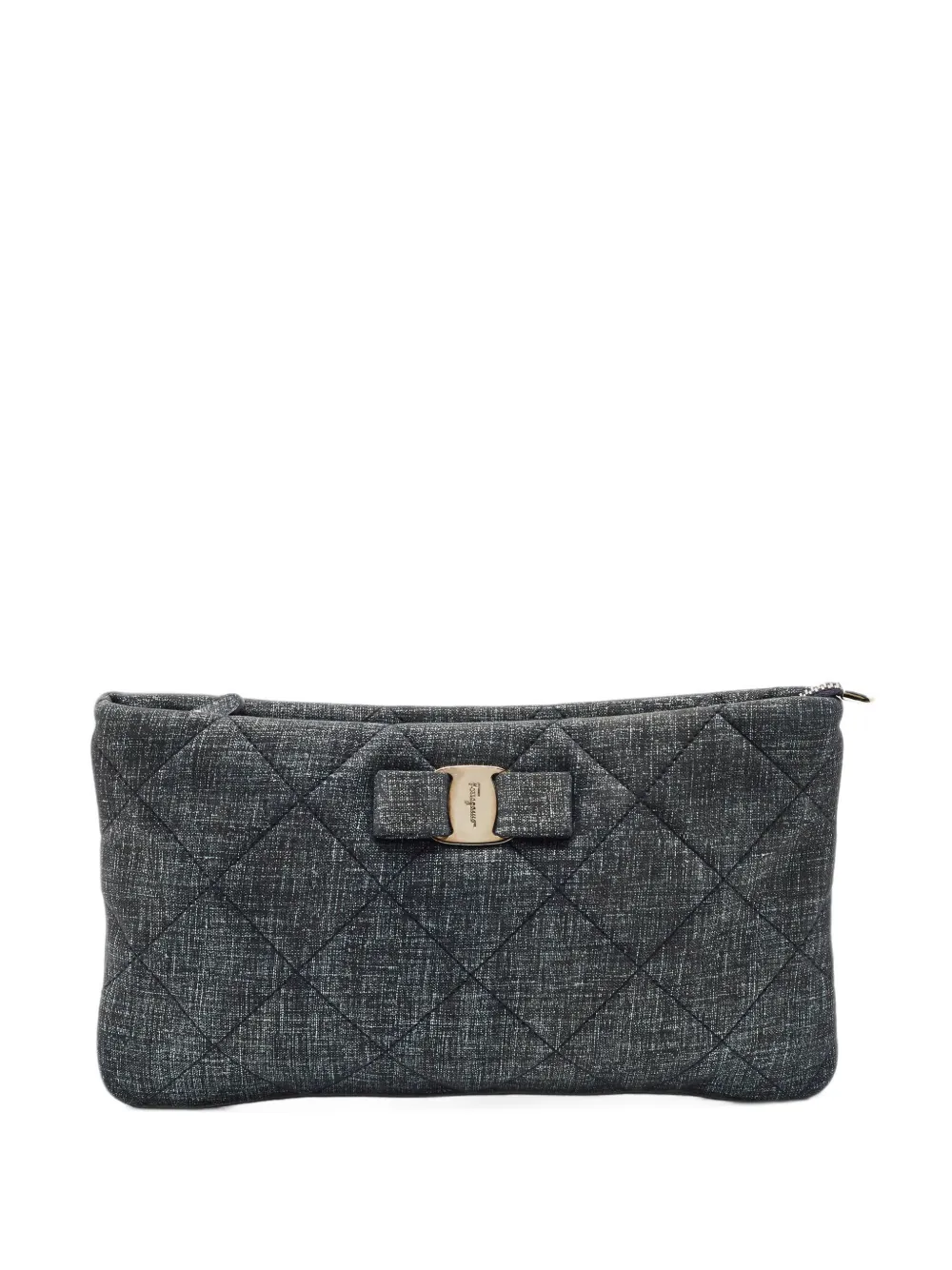 Ferragamo Pre-Owned Vara bow quilted clutch bag - Grigio