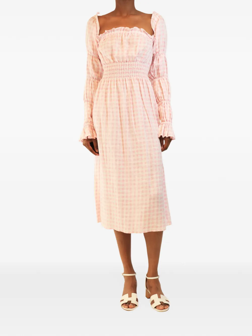 Sleeper gingham linen midi dress - Rosa