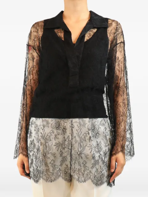 TOVE lace-detail silk blouse