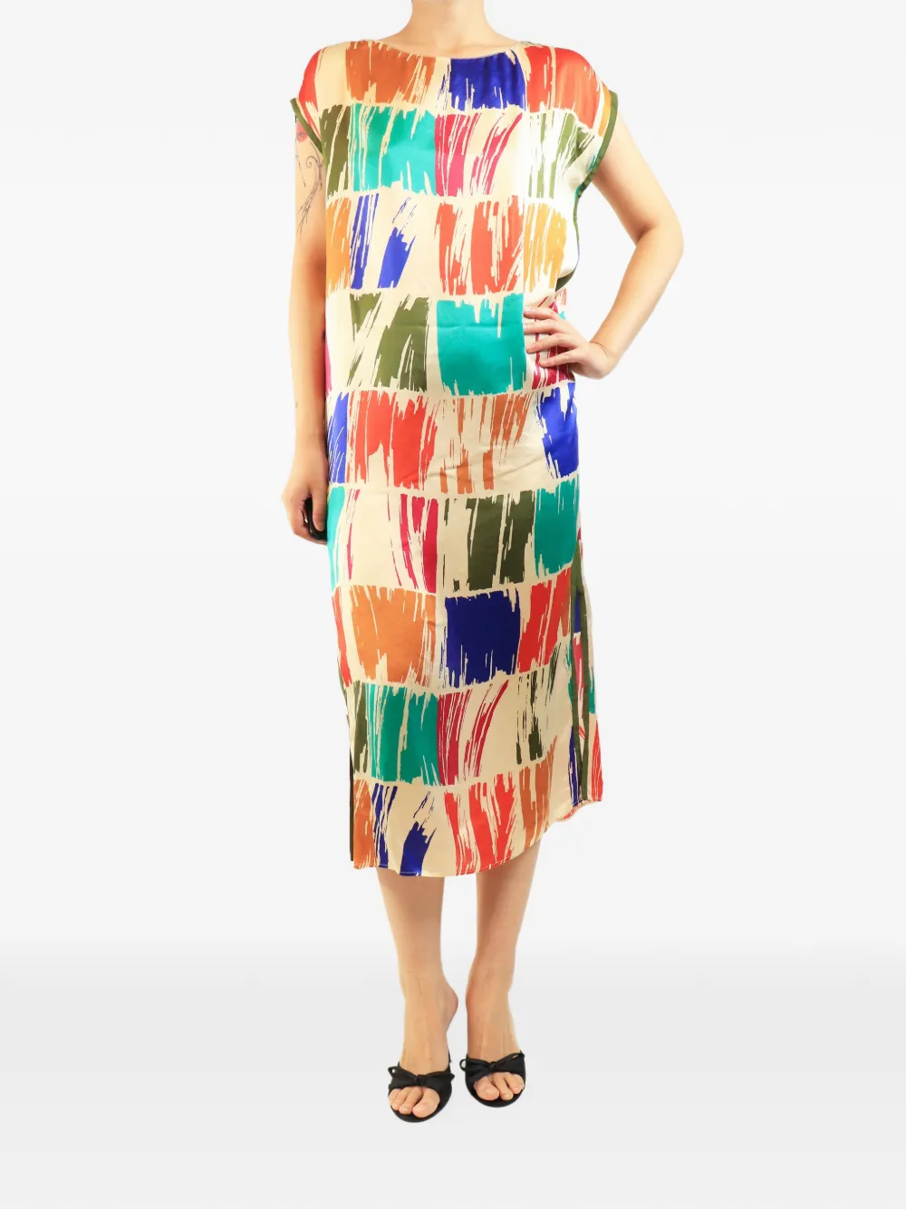 ERES graphic-print silk midi dress - Nude