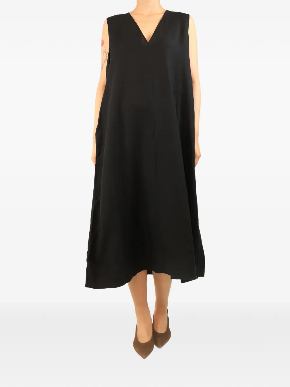 Asceno robe mi-longue à col v - Noir Asceno robe mi-longue à col v - Noir