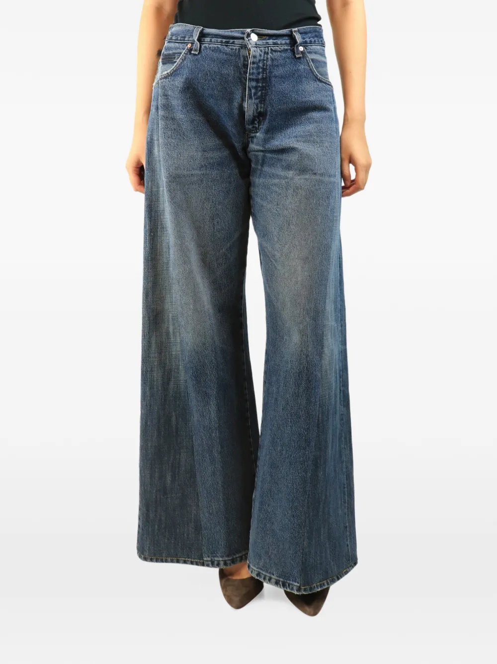 Pre-owned E.l.v Denim Button-up Wide-leg Jeans In Blue