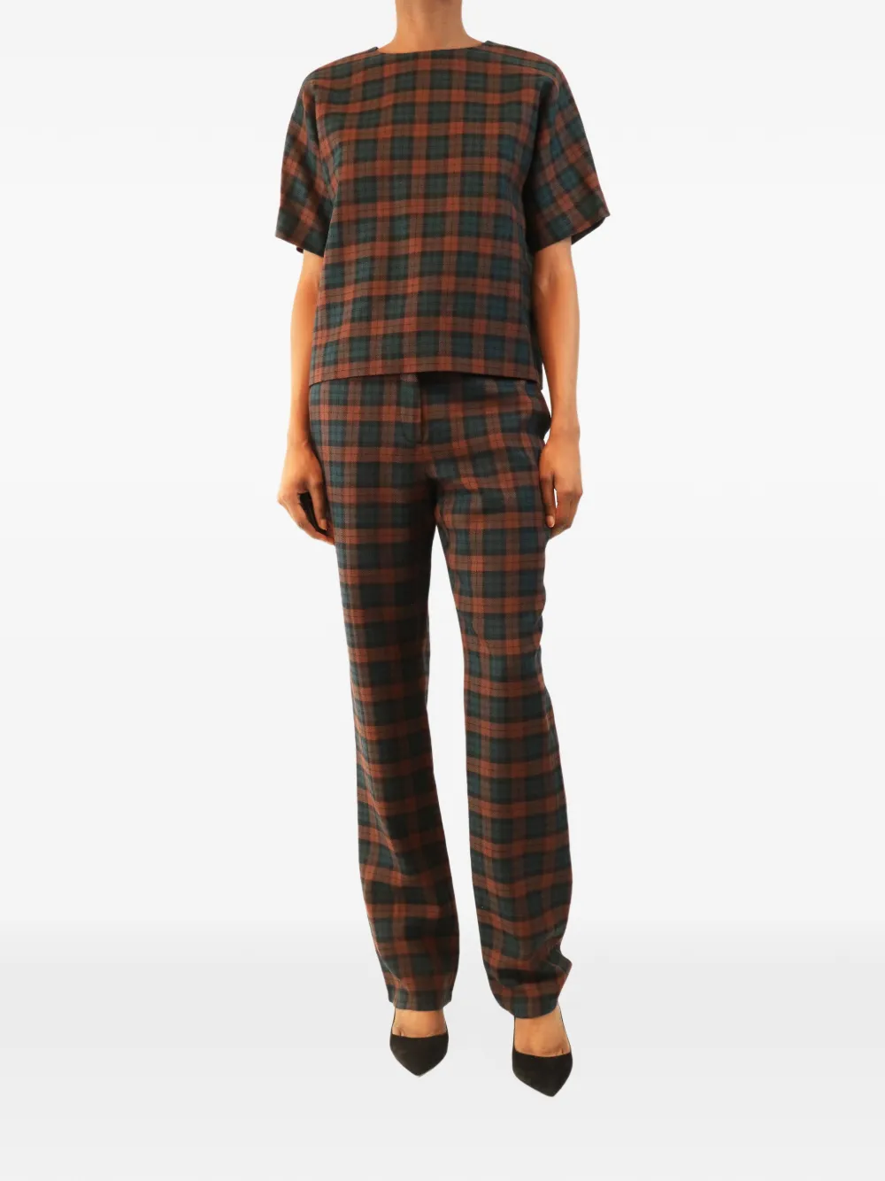 Mulberry Pre-Owned plaid wool top and trousers set - Marrone