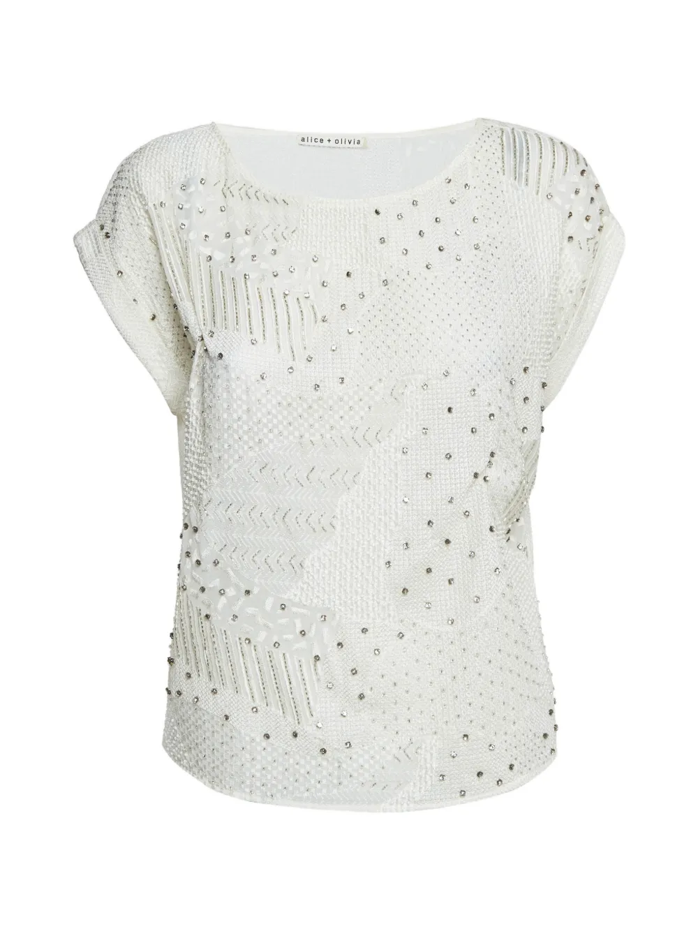 Alice + Olivia Embellished Crepe Top | White | FARFETCH