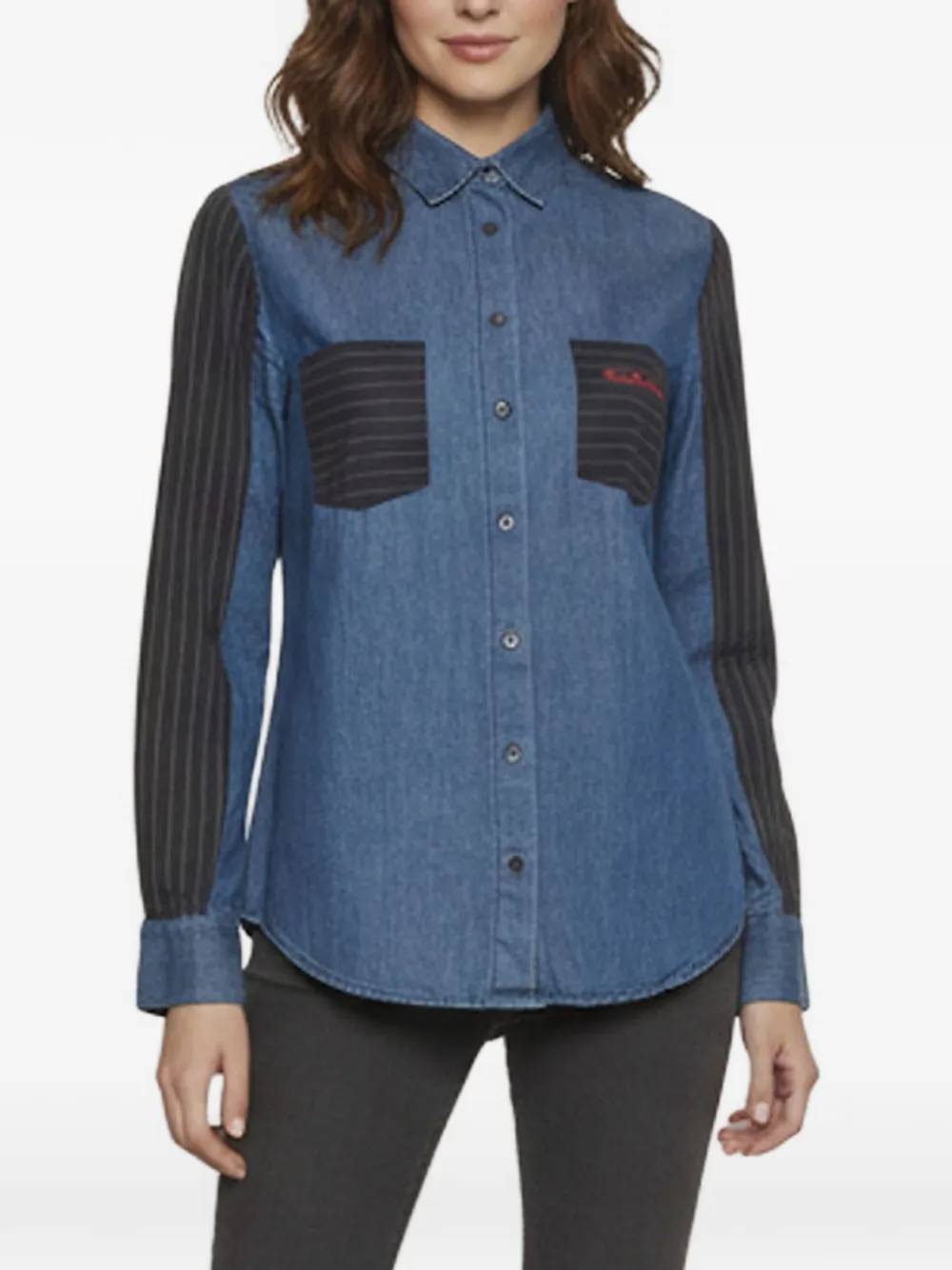Love Moschino striped chambray shirt - Blu