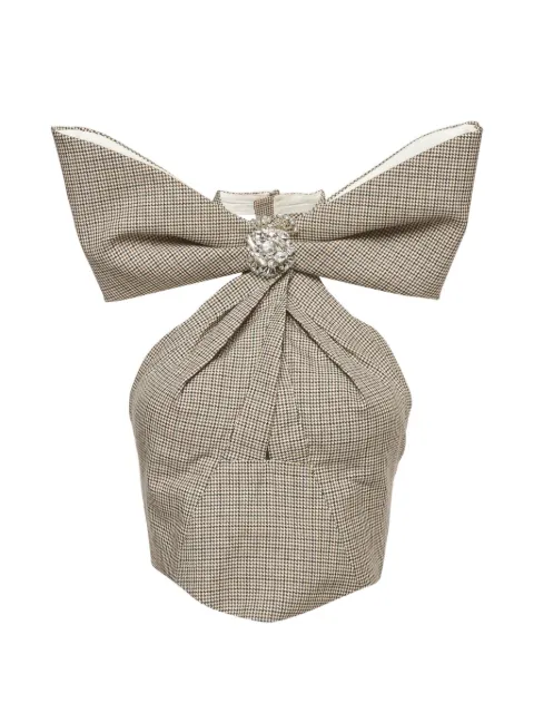 AREA Houndstooth bow halter top