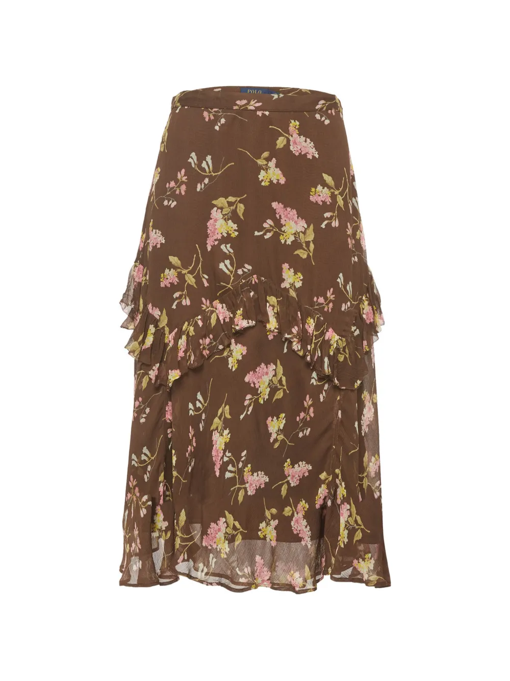 Polo Ralph Lauren Vintage floral-print ruffled midi skirt - Marrone