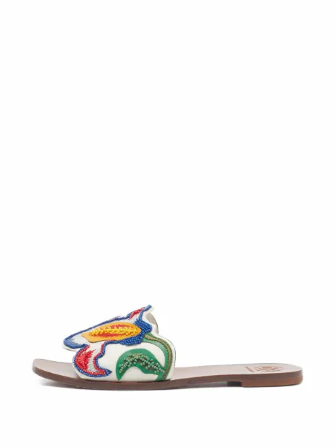 Tory Burch Bianca floral-embellished leather sandals