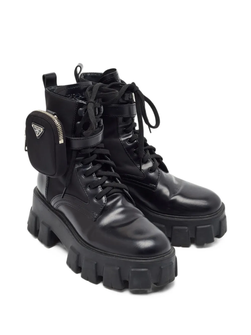 Prada Pre-Owned Monolith pouch-detail combat boots - Nero
