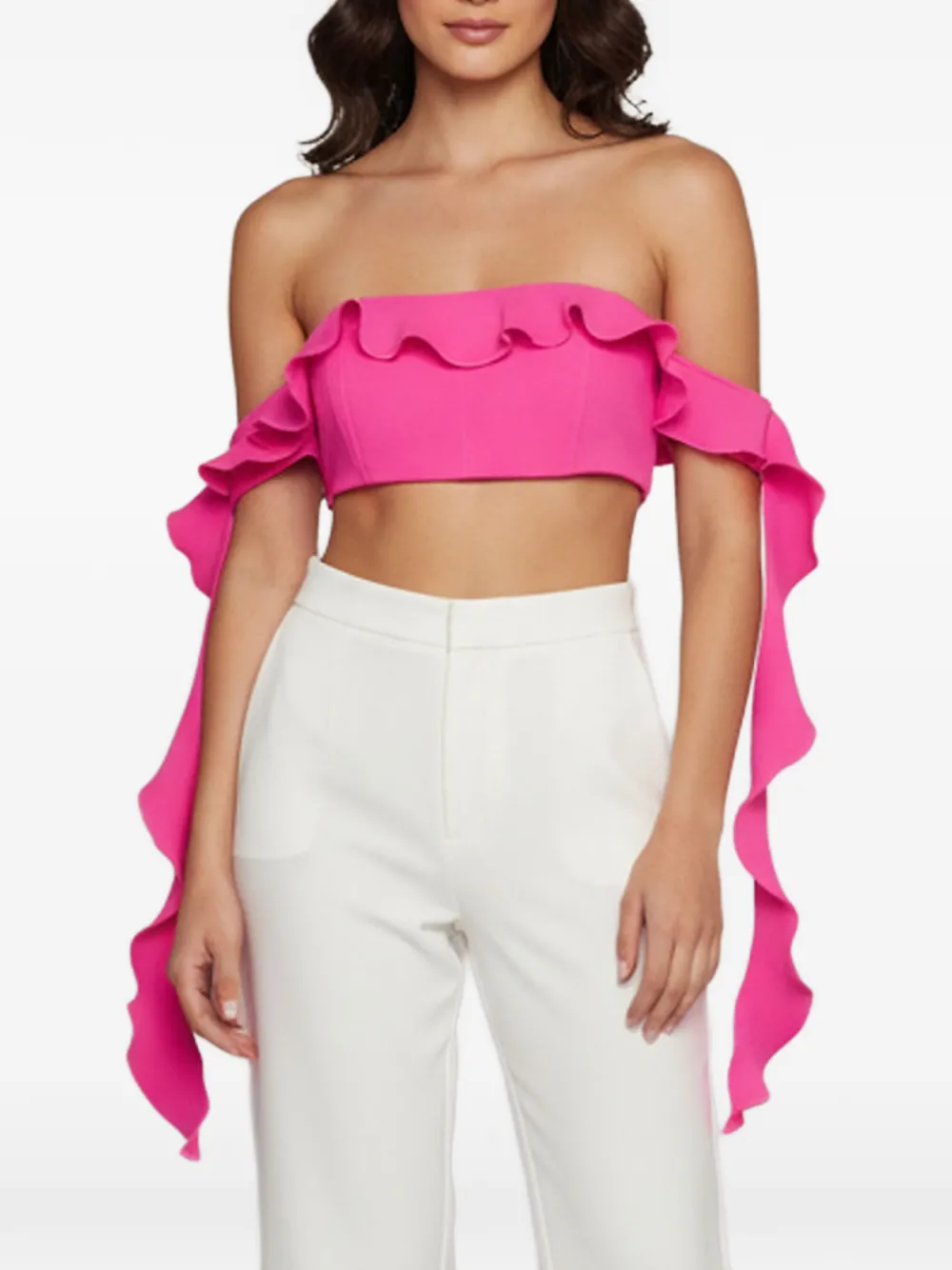 David Koma ruffled bandeau top - Rosa
