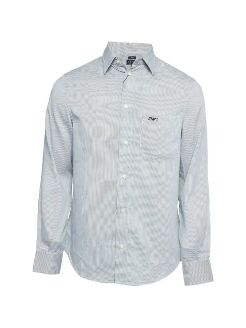 Armani Vintage striped embroidered-logo shirt