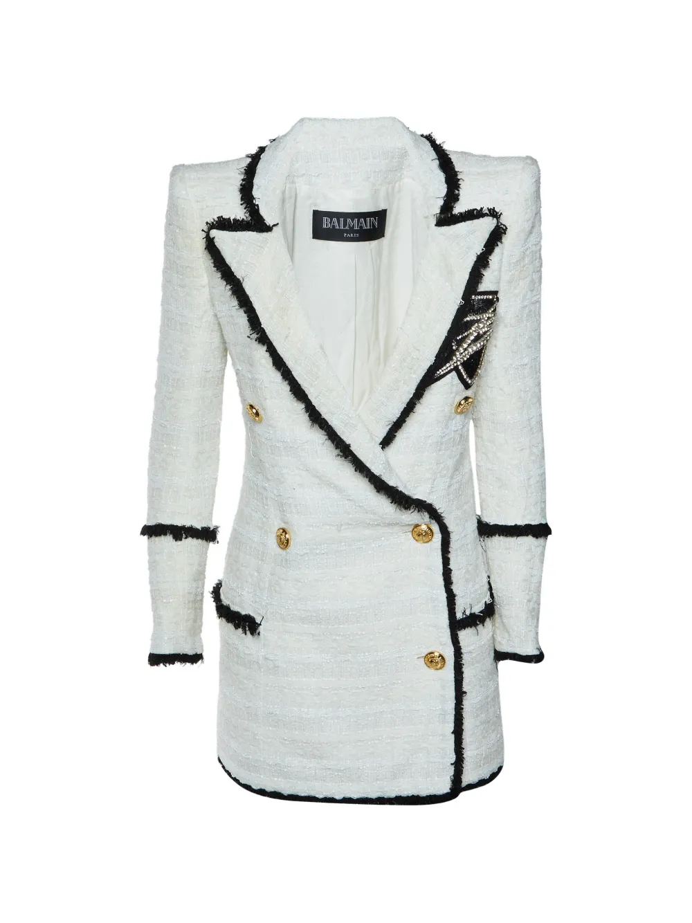 Balmain Pre-Owned double-breasted tweed mini dress - Bianco