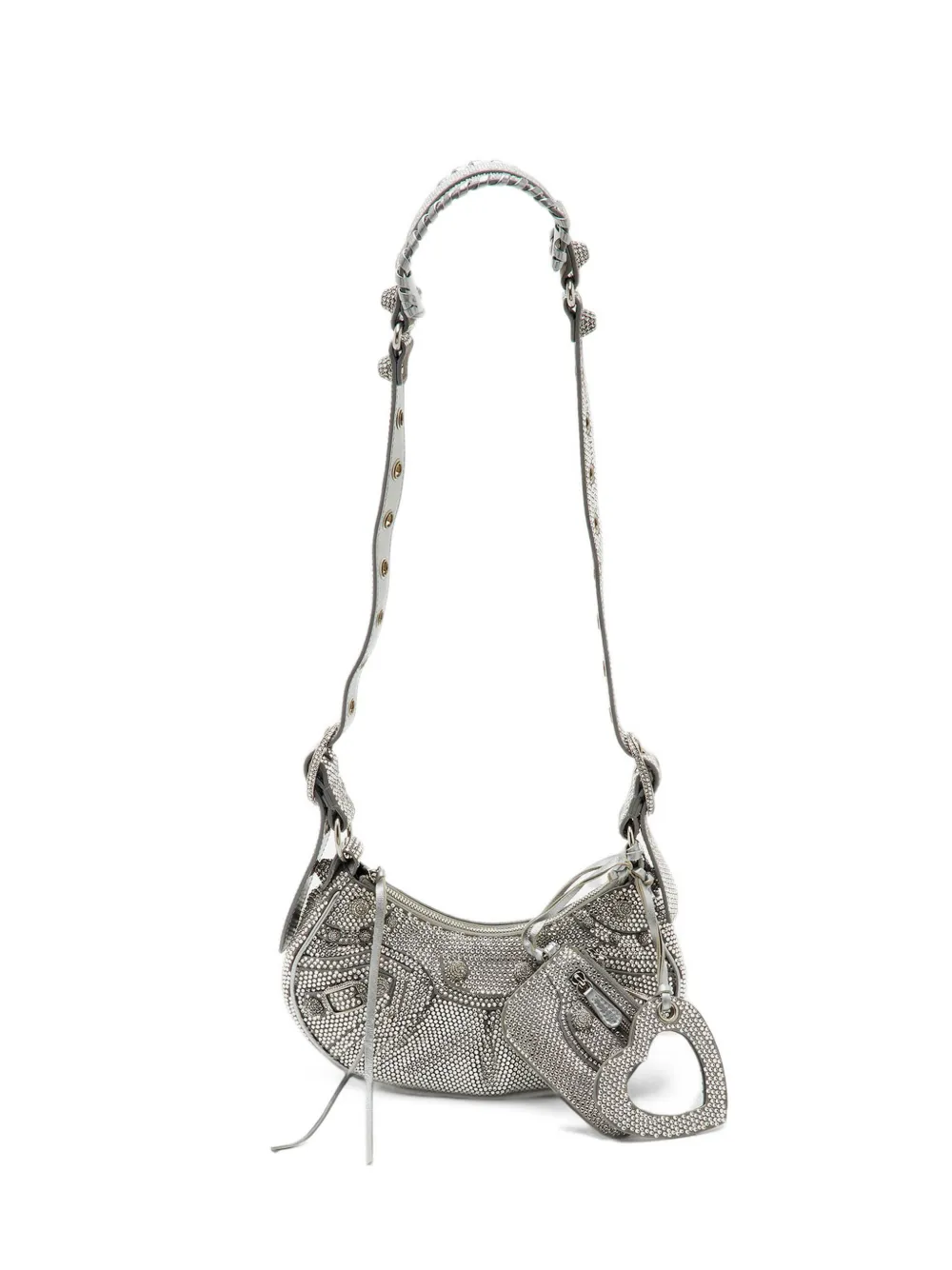 Balenciaga Pre-Owned XS Le Cagole rhinestone cross body bag - Silver