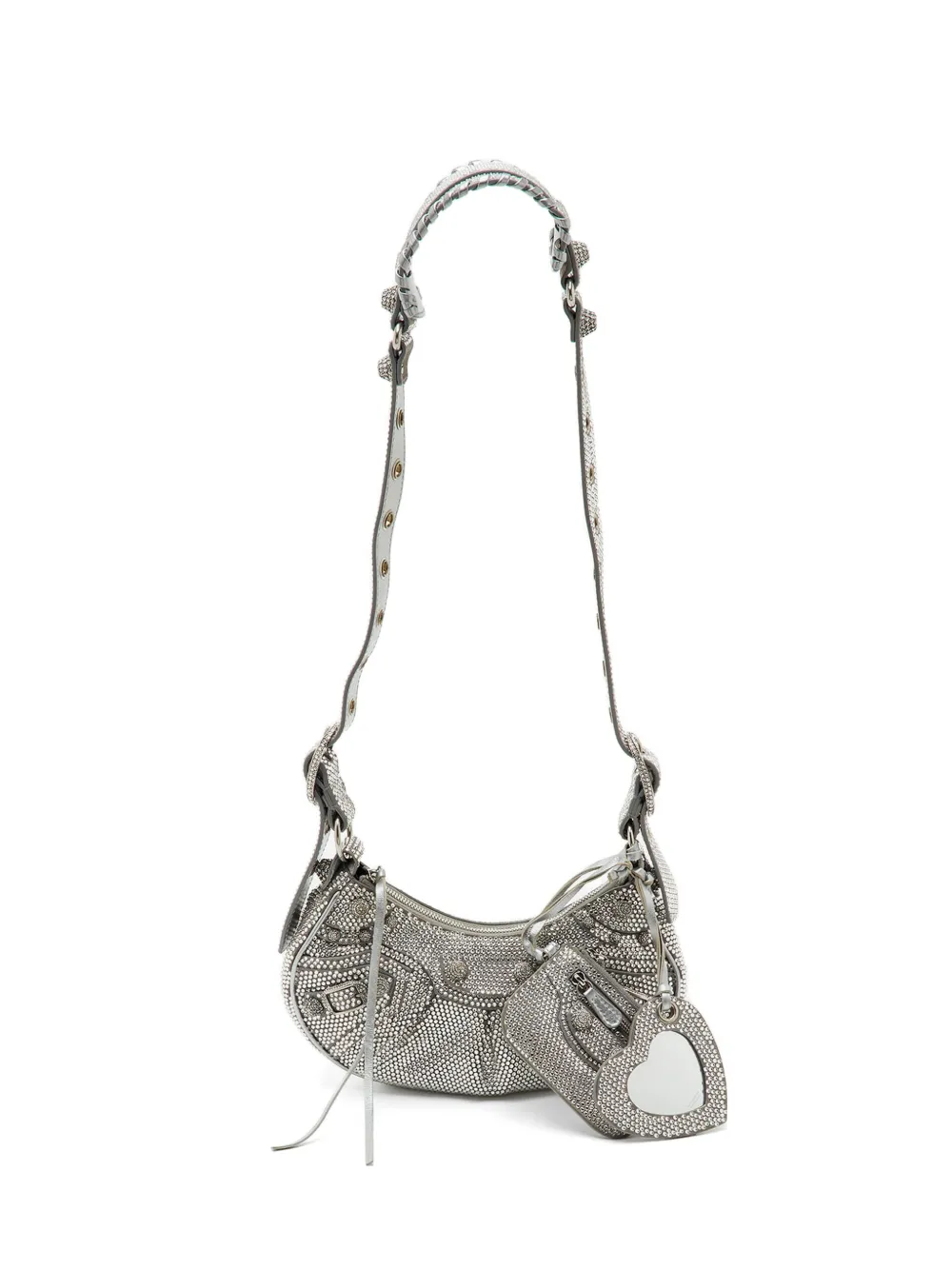 Balenciaga Pre-Owned XS Le Cagole rhinestone cross body bag - Silver