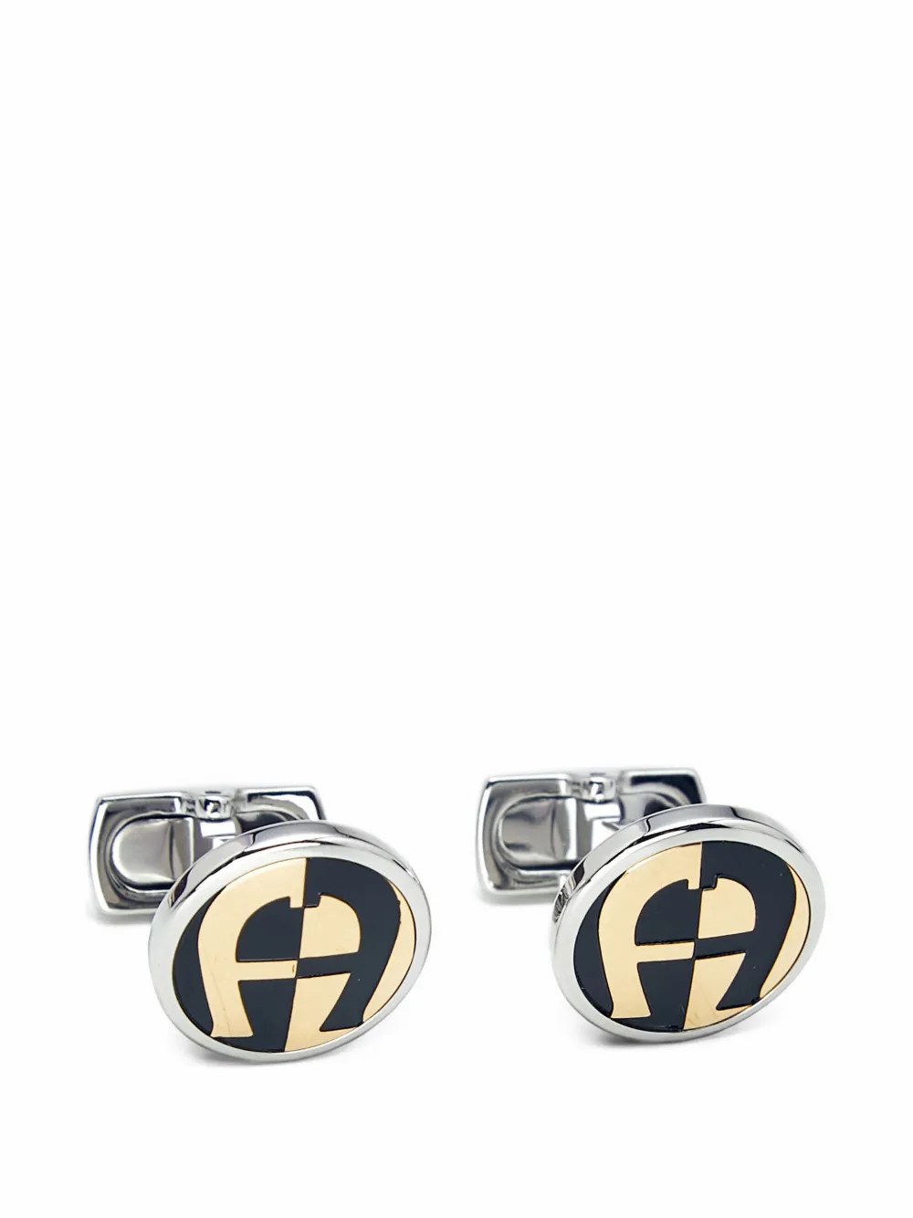Aigner Vintage logo enamel cufflinks in Silver