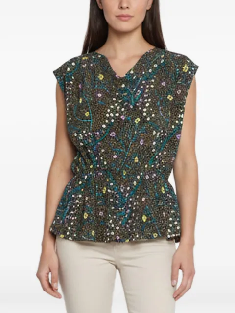JOSEPH Trellis Floral cowl neck blouse