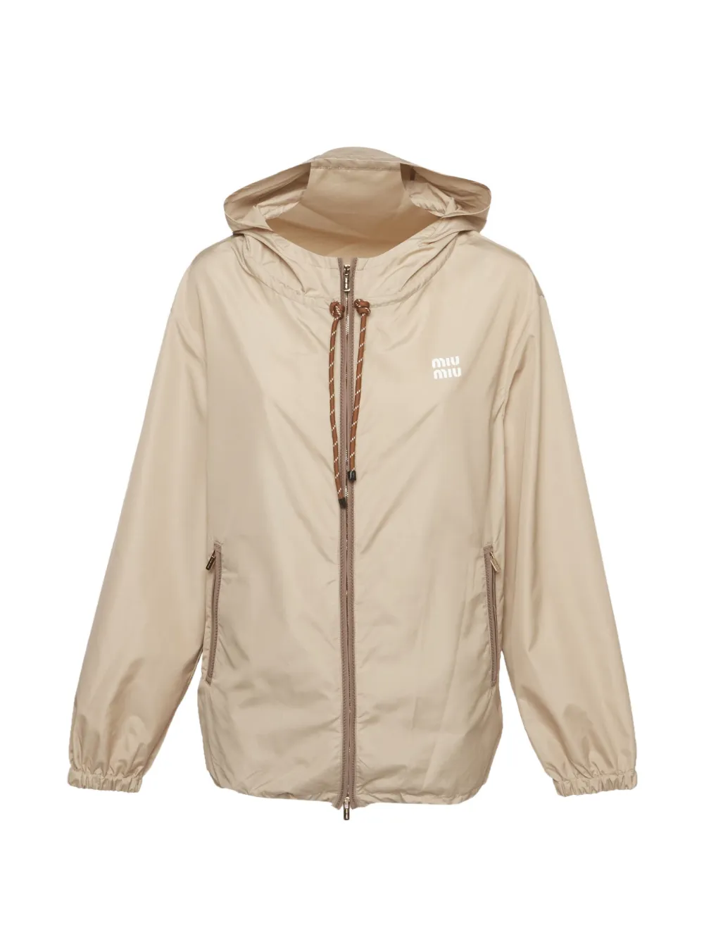 Miu Miu Pre-Owned 2025 logo print zip-up jacket - Toni neutri