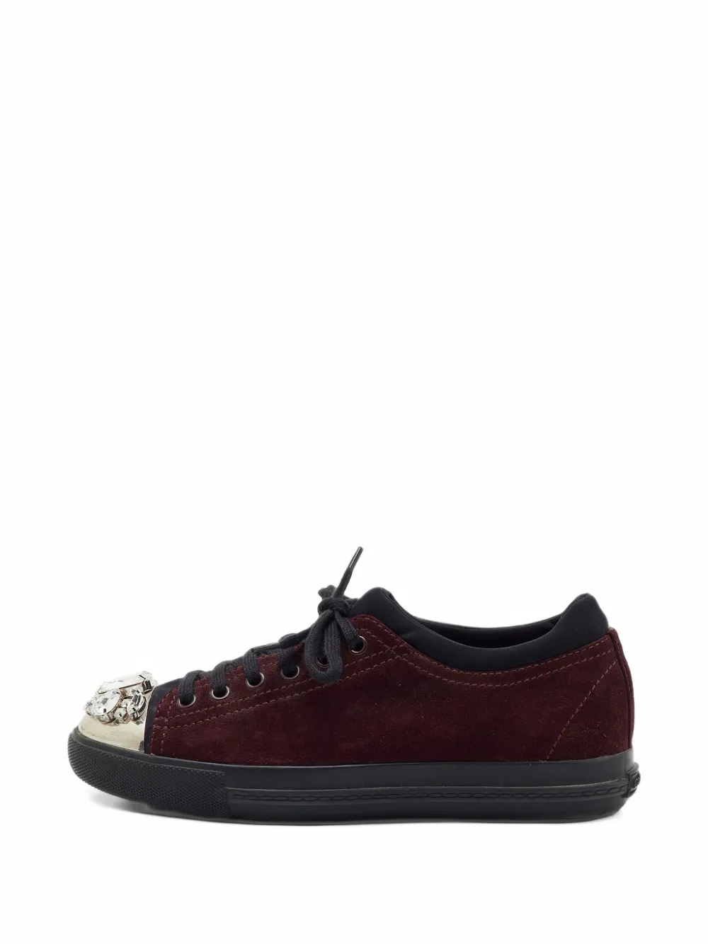 Miu Miu Pre-Owned crystal-embellished metal-toe sneakers - Rosso