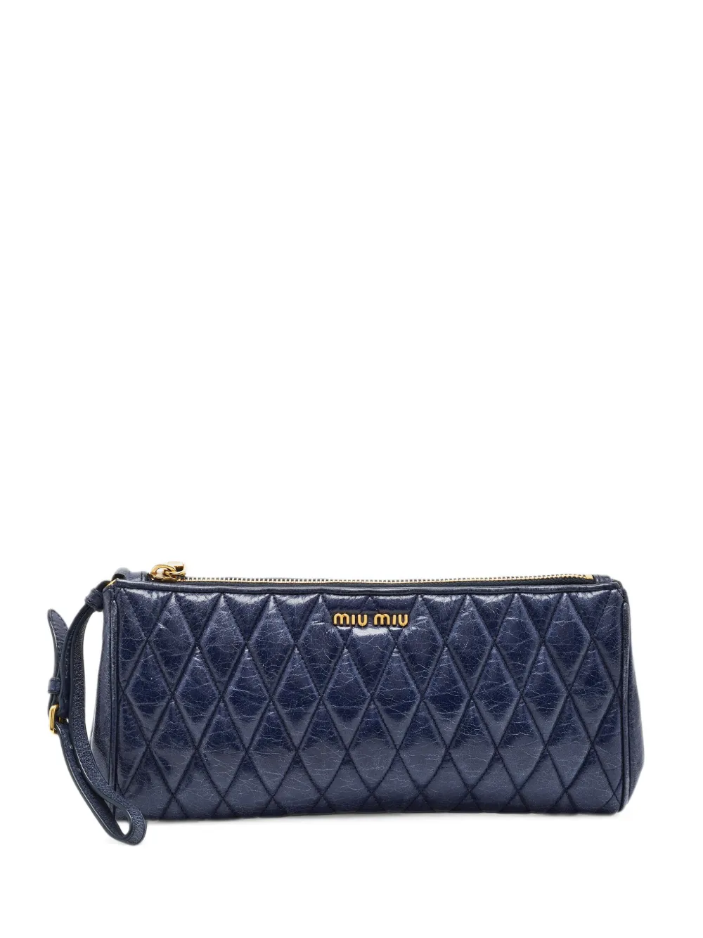 Miu Miu Pre-Owned Matelassé wristlet clutch bag - Blu