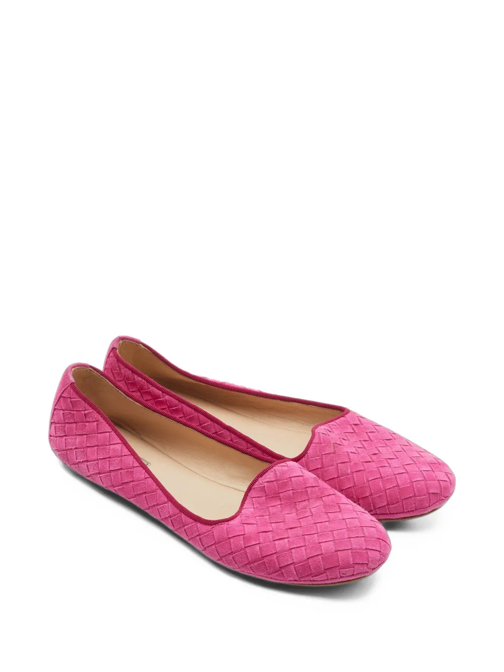 Bottega Veneta Pre-Owned Intrecciato suede ballet flats - Pink
