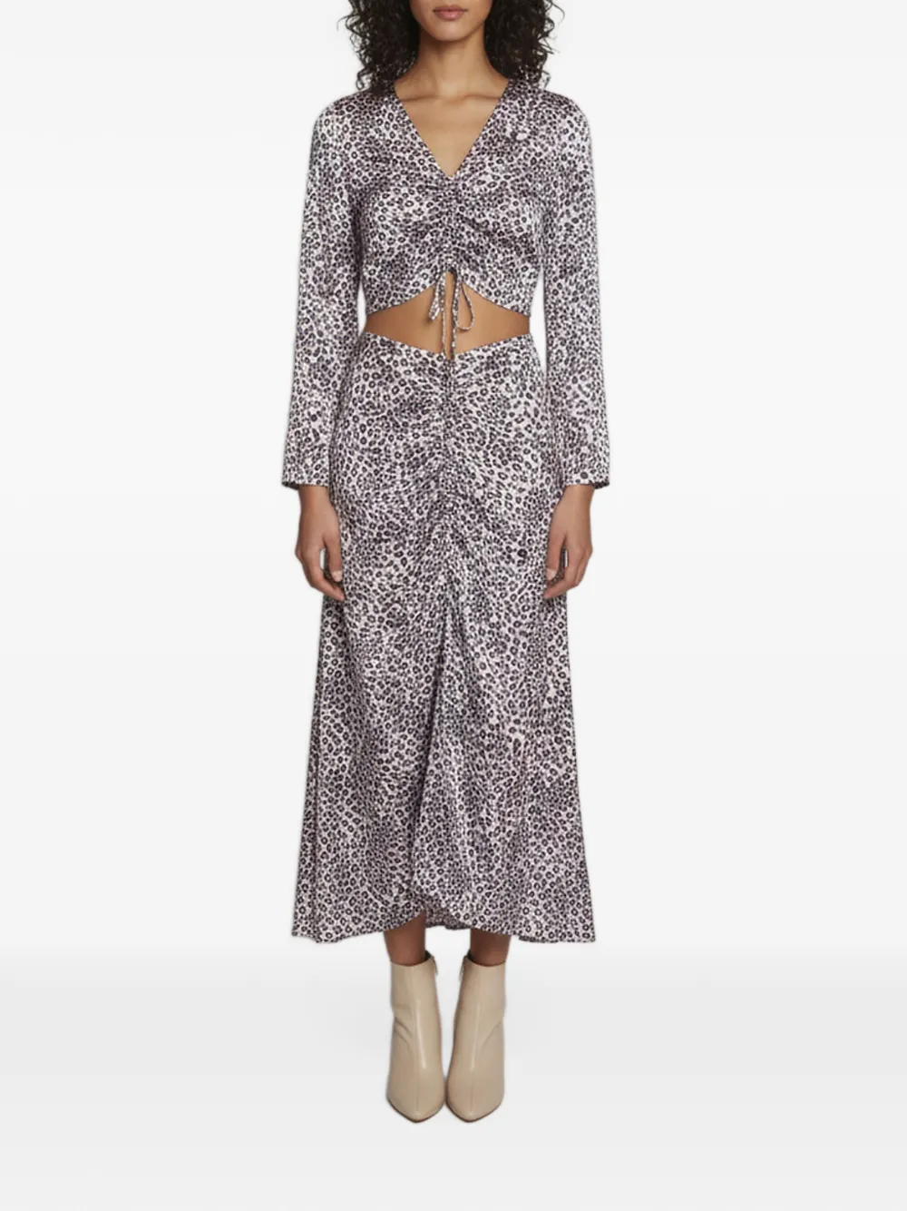 Maje leopard-print cut-out midi dress - Rosa