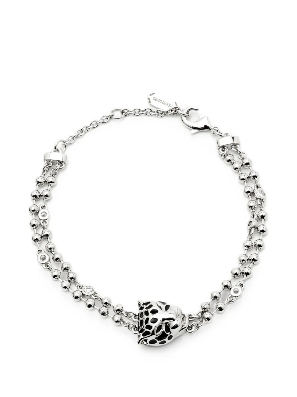 Roberto Cavalli Vintage panther head double-chain bracelet - Argento