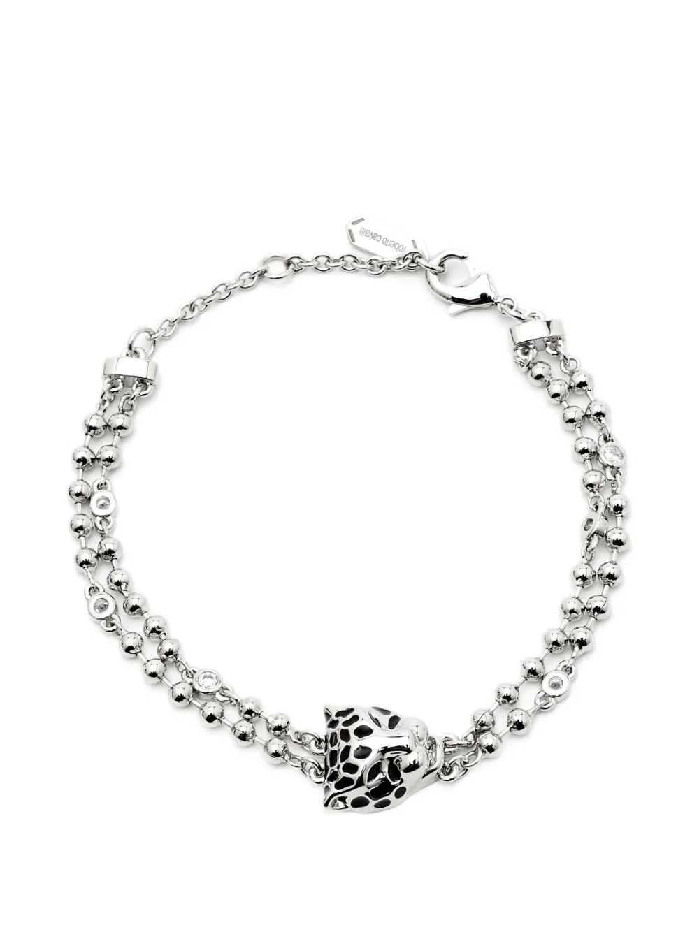 Roberto Cavalli Vintage panther head double-chain bracelet - Argento