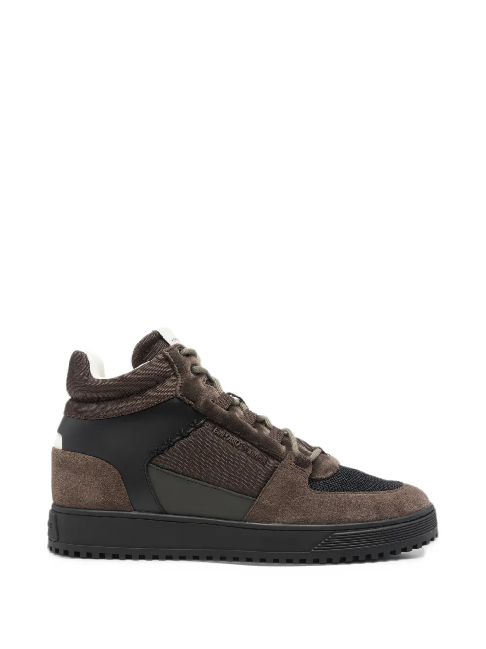 Emporio Armani suede-panelled high-top sneakers - Marrone