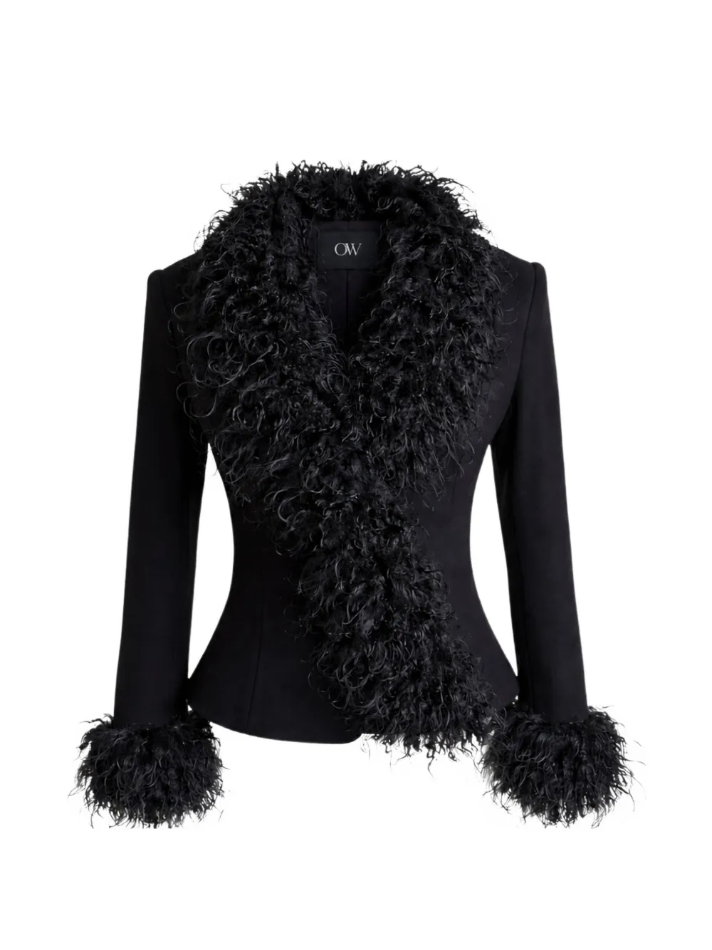 OW Collection x Revolve Remy faux fur-trim jacket - Nero